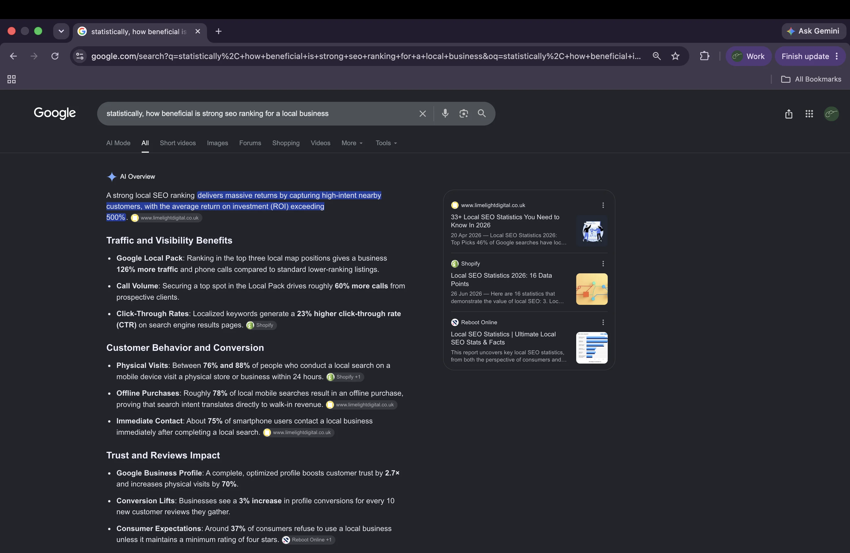 Google search-position click-through statistics
